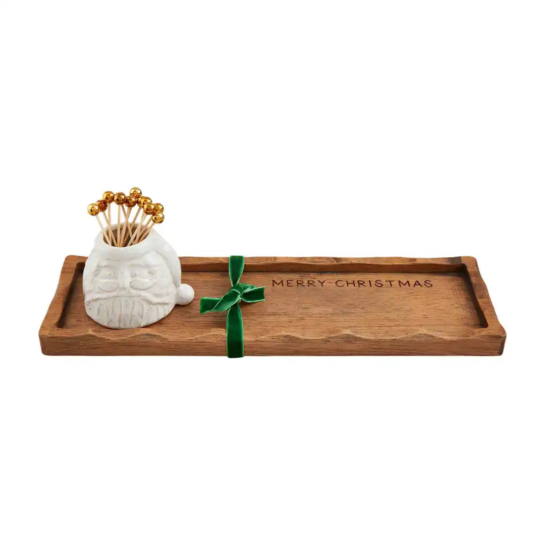 White Christmas Santa Toothpick Tray