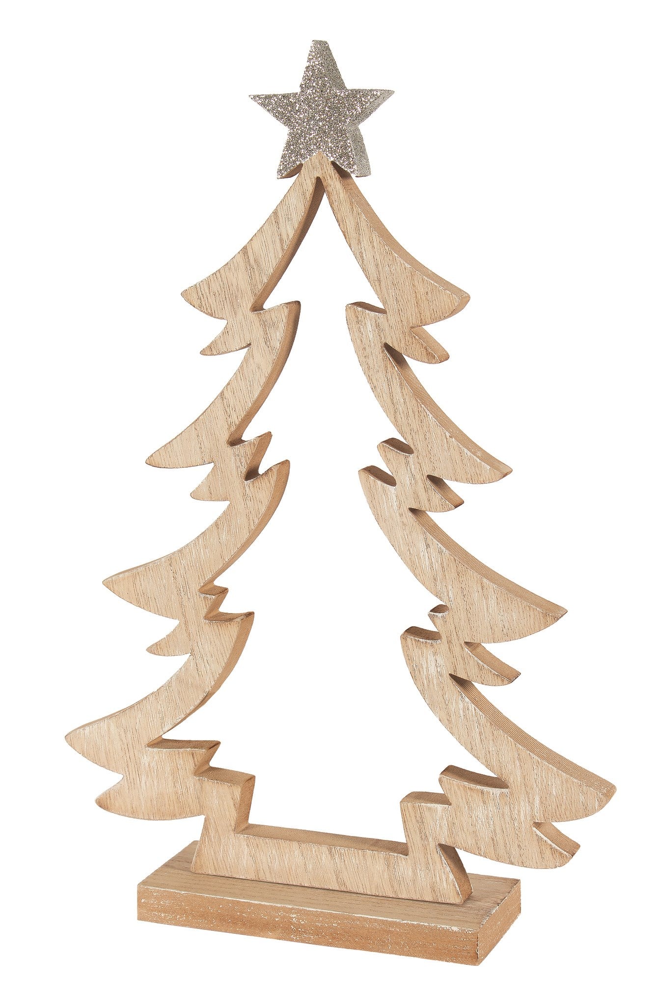 Wooden Christmas Tree with Sparkle Stars