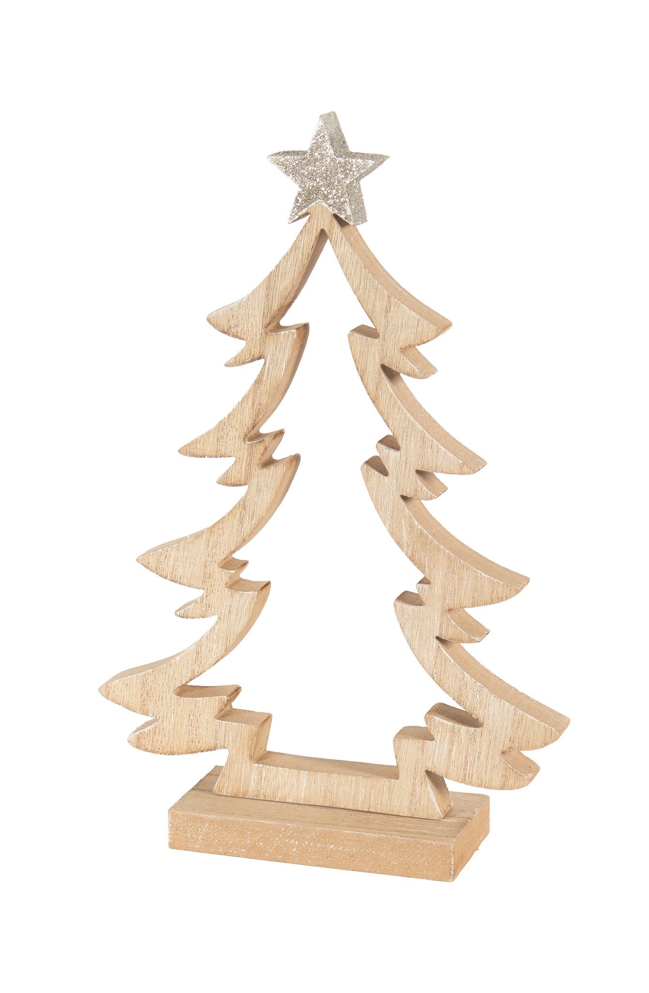 Wooden Christmas Tree with Sparkle Stars