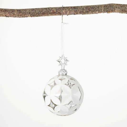 Silver Star Ball Ornament