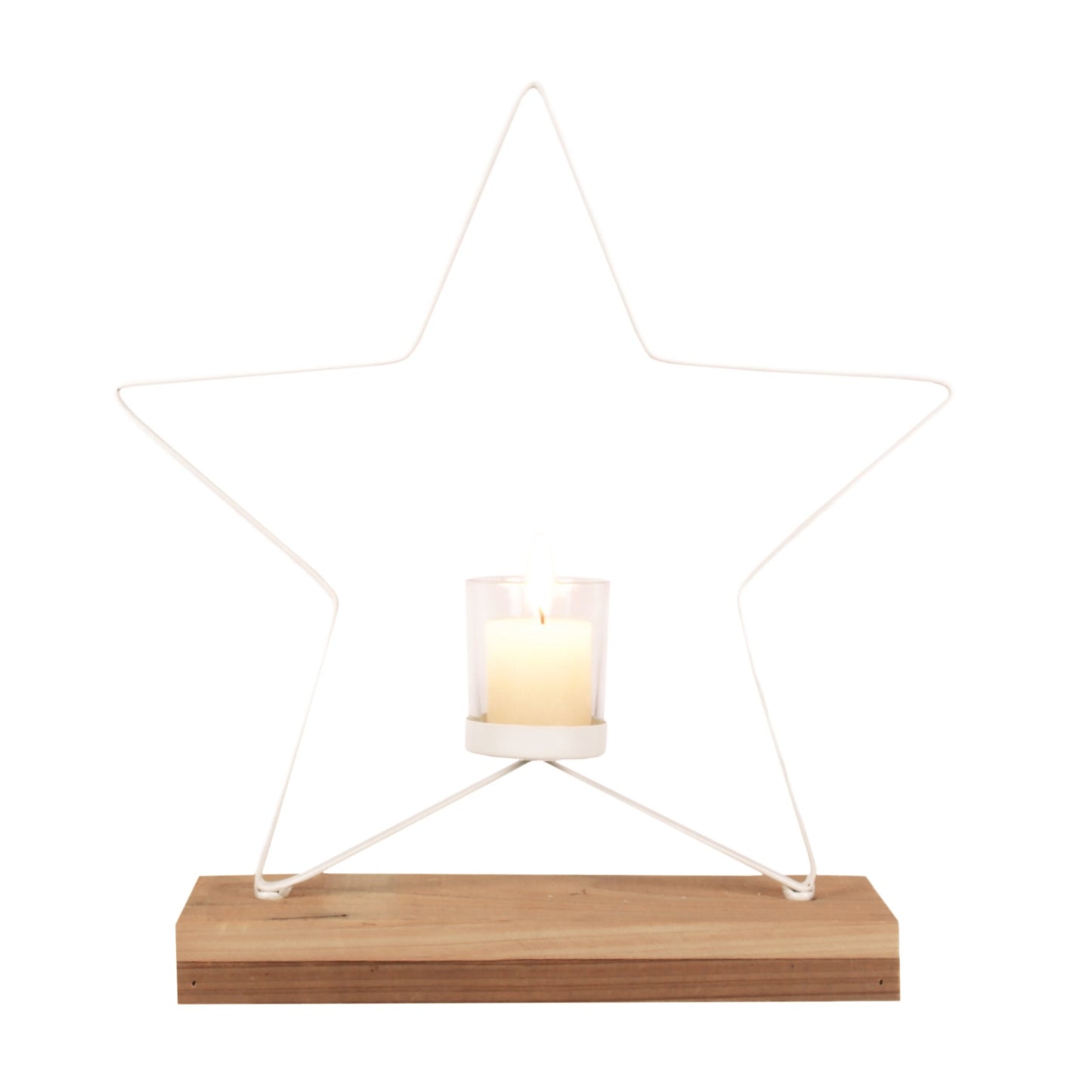 White Wire Star Candle Holder