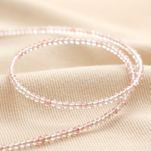 Delicate Rose Quartz Stone Bead Necklacke