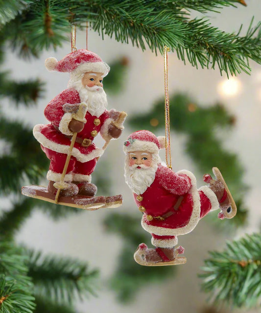 Jolly Santa Winter Sport Ornaments