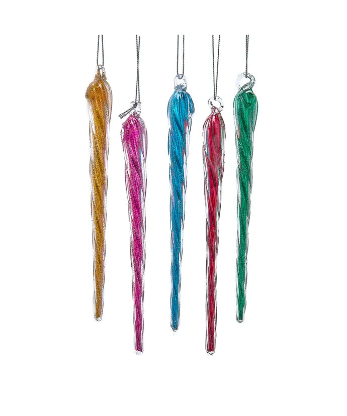 Colour Glass Icicle Set of Ornaments