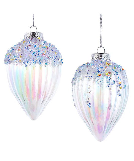 Iridescent Plastic Finial Ball Ornament