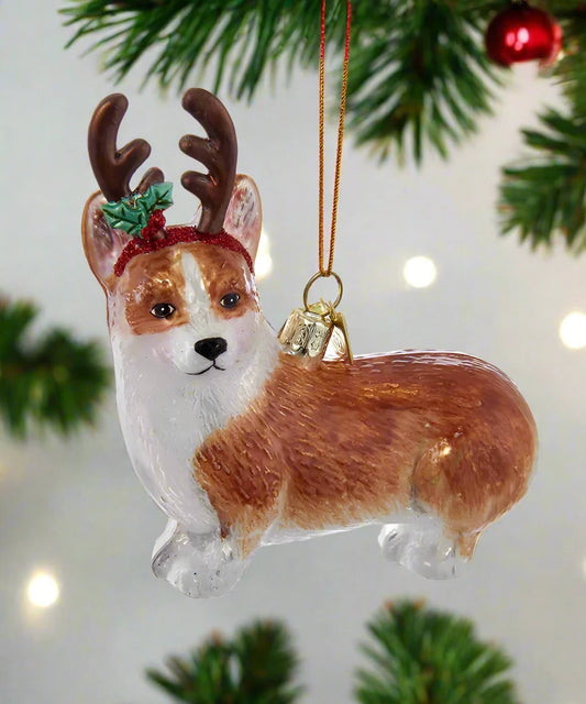 Welsh Corgi Glass Ornament