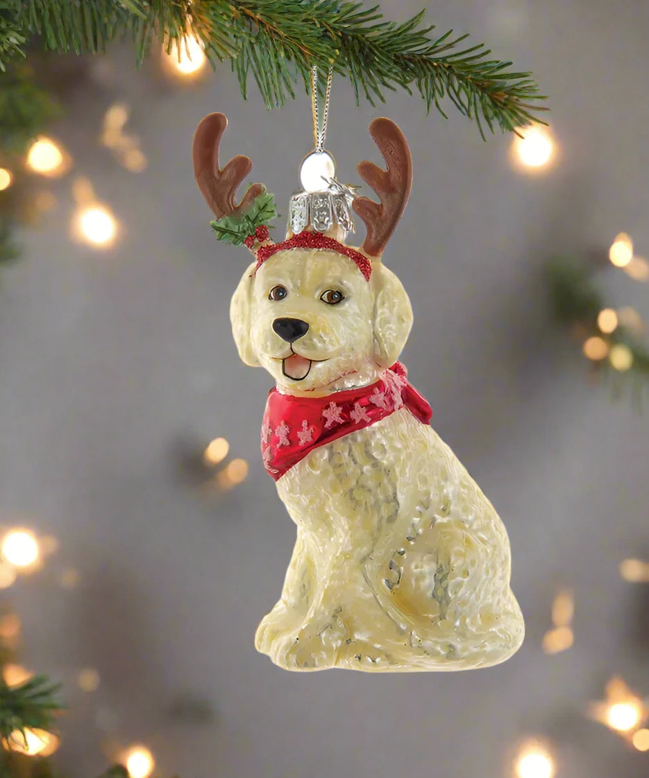 Goldendoodle Glass Christmas Ornament