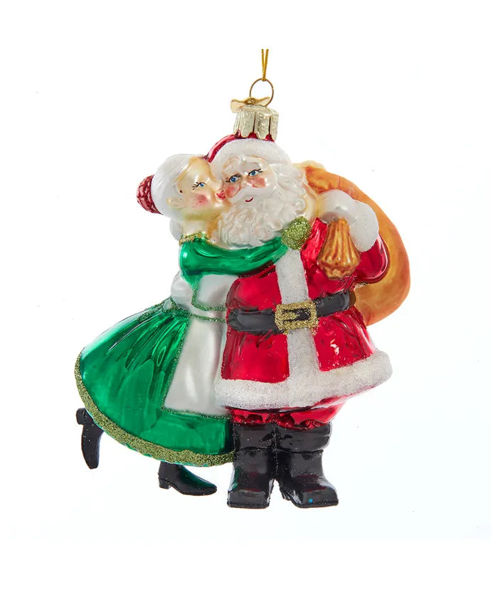 Santa and Mrs. Claus Glass Ornament