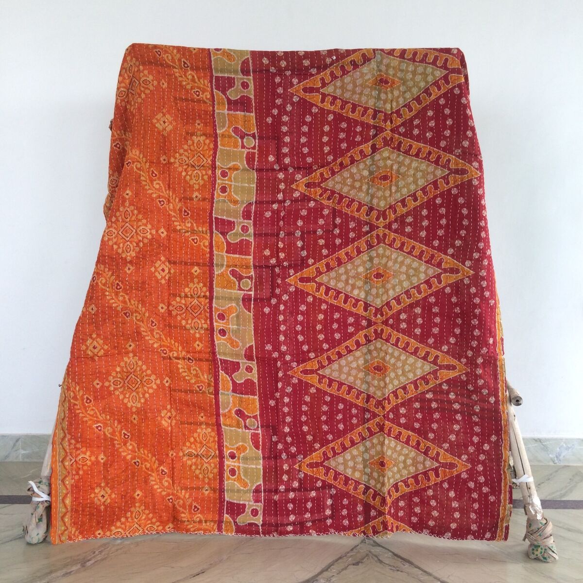 Vintage Embroidered Kantha Blanket
