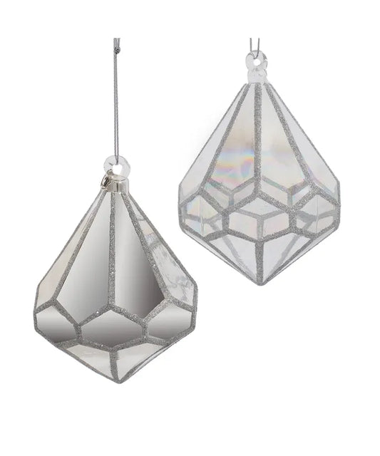 Glass and Silver Diamond Ornament