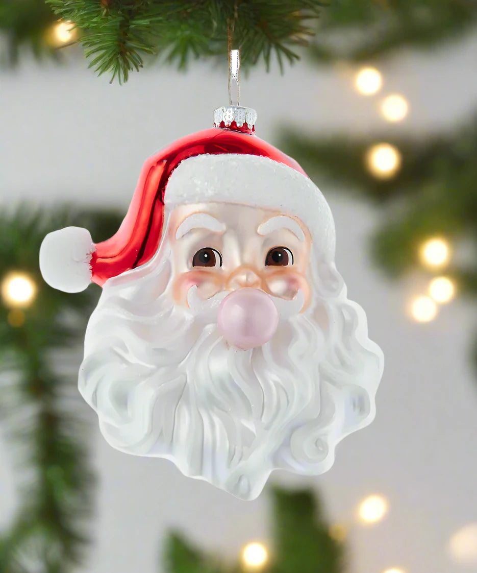 Bubblegum Santa Glass Ornament